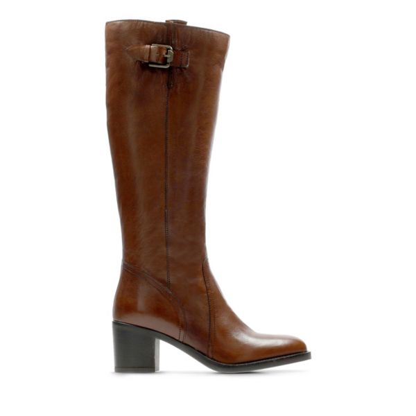 Clarks Womens Mascarpone Ela Knee High Boots Brown | UK-7612530